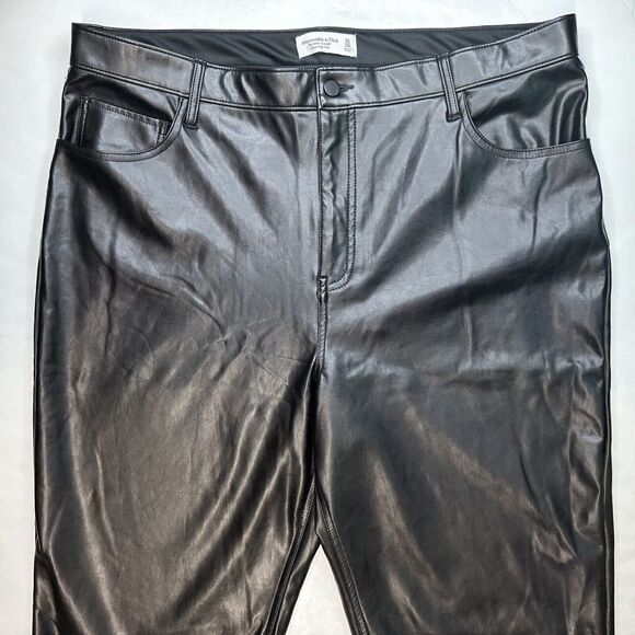 Abercrombie Fitch Ankle Straight Ultra Hi-Rise Faux Leather Pant 35/20 Black EUC - Picture 10 of 15